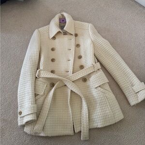 Women's Cream Double-Breasted Coat